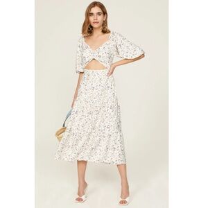 NEW Minkpink Hailey Floral Midi Dress in Off White, Size S